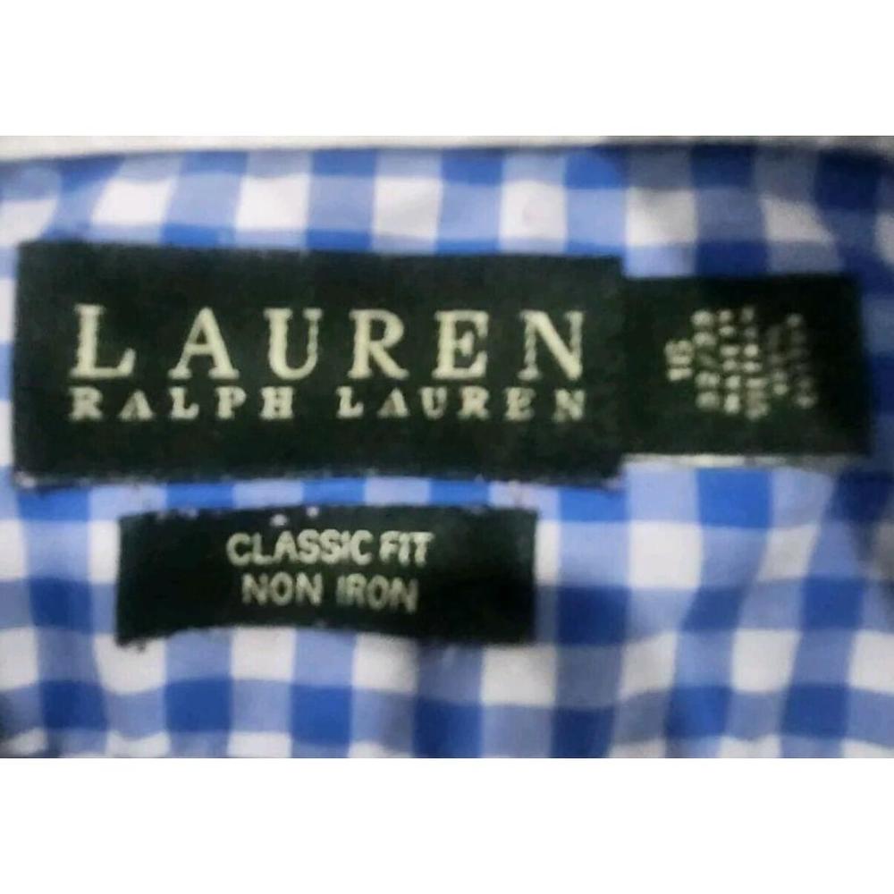Lauren Ralph Lauren Classic Fit Mens Long Sleeve Shirt 16 32/33 Blue/White - Picture 4 of 4